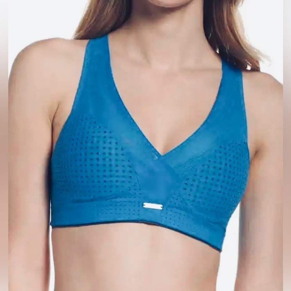 Chantelle Wireless High Impact Teal Perforated Mesh Lined Racerback Sports Bra